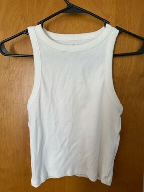 A&F Essential Classic White Ribbed Tank Top Size S